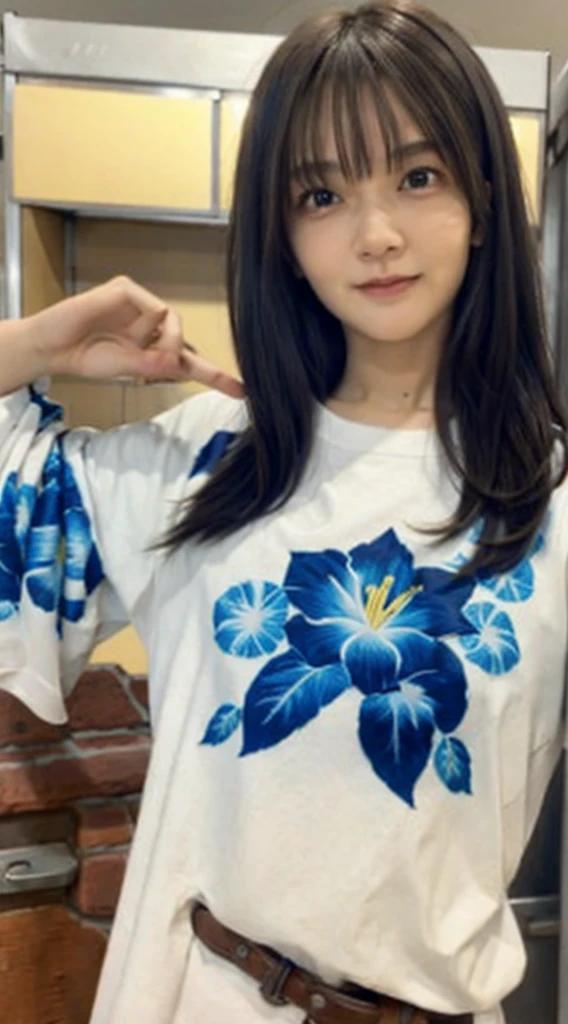 32K, Highest quality, masterpiece, Realistic, Very detailed,  photograph, High resolution, 行photograph, High resolution, Confused, Smoother light, Official Art, Written boundary depth, Bright light,
close, thin, Detailed face, anger, Beautiful details in the eyes, 19 years old Korean, cute, Highest quality real texture skin,
T-Shirts,