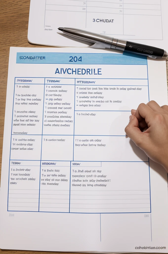 The narrator shows how to create a daily schedule by writing down activities such as "Study Mathematics - 1 hour" And "Sports - 30 minutes" on the calendar.