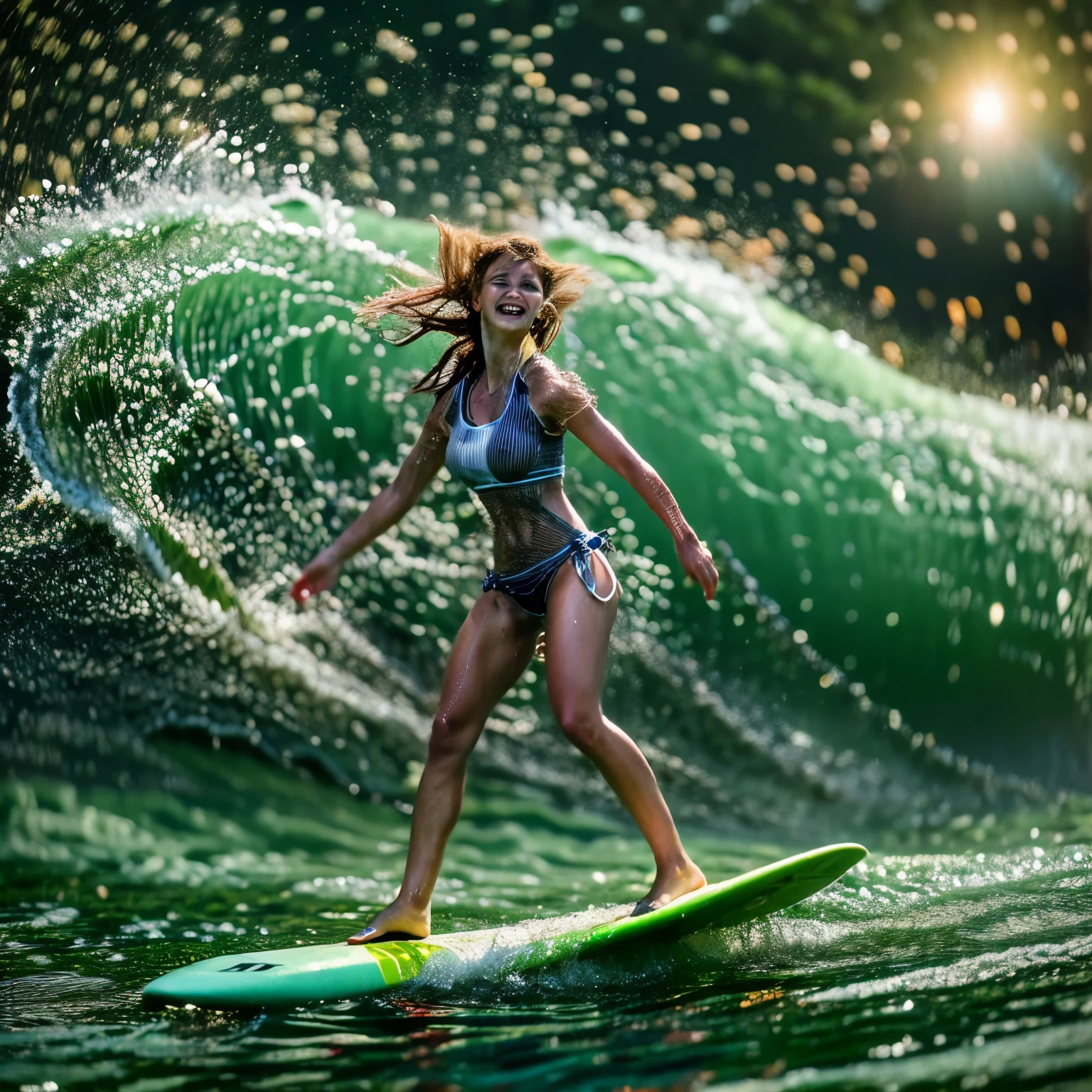 (ZoomedOut:1.28, Wide-shot) ZoomLayer (Epic photo of surfer magazine:1.37). (Full of Water, Everything Wetted:1.4) WetHair (extremely detailed Cute Girl)(SparklingHighlights:1.28), Dynamic Joyful Expressions LifeLike Rendering (ManoErina:1.0) . Overflowing Gigantic Sideboob (Clearly Visible Beautiful Breast to Buttocks Line) Tiny and Roundly Butt, Detailed wet clothing texture, (Sloppy Surfboard:-1.2) Riding on waves, Sparkling water, TyndallEffect(Starry Water Particles:1.32), Whole Body proportions and all limbs are anatomically accurate