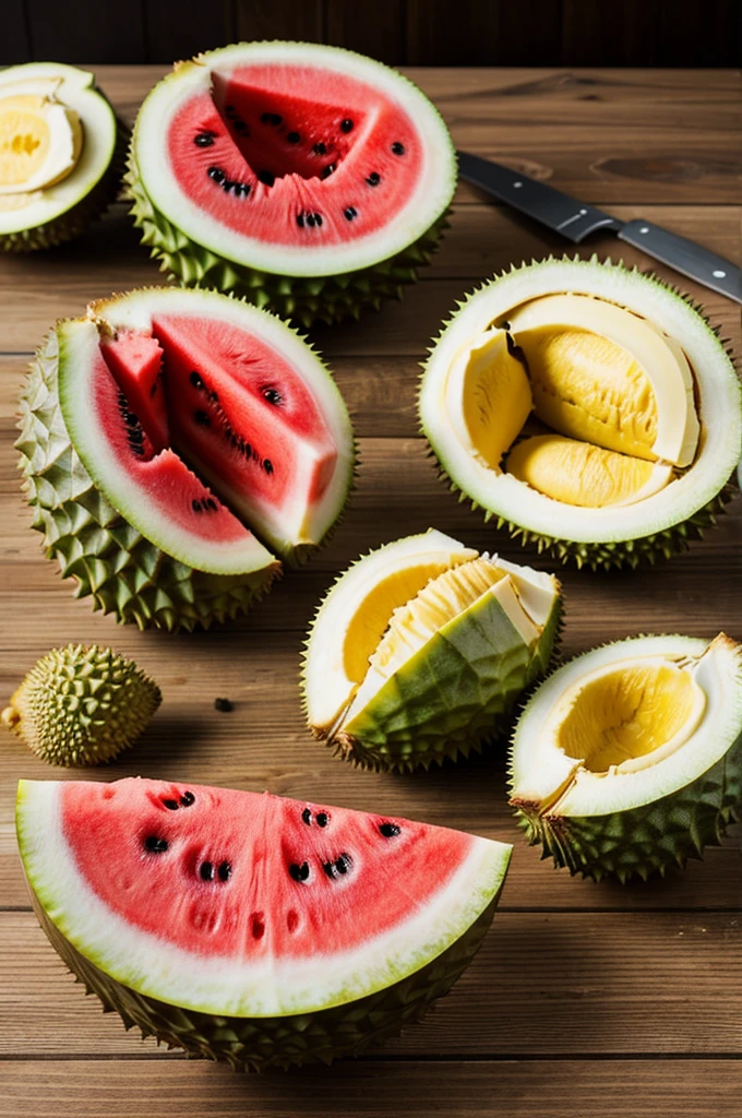 Helps create durian fruits that are cut open but the inside is watermelon.