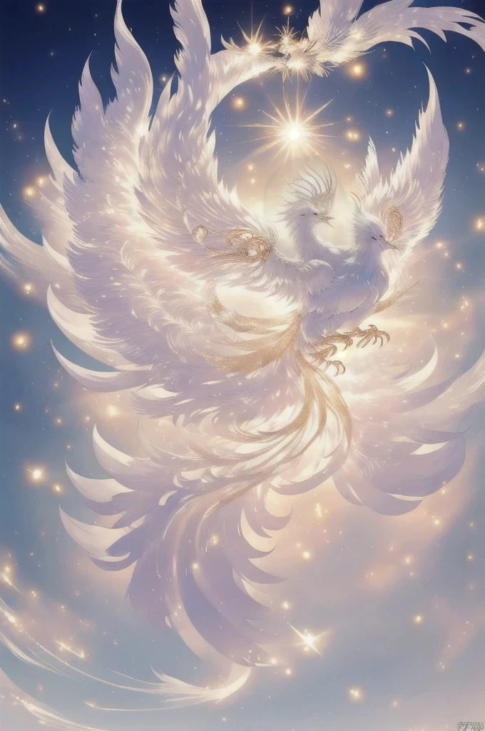 White Suzaku、White Bird、White phoenix、Large wings、Bright light、There is a lot of light overall、大きいWhite Bird、Beautiful feathers、Flying Upwards、god々Shii、solo, Sparkle Effect, Daytime、sun、One animal、Yellow Background、Gold Background、優Shii光、眩Shii、delicate、White Suzaku、