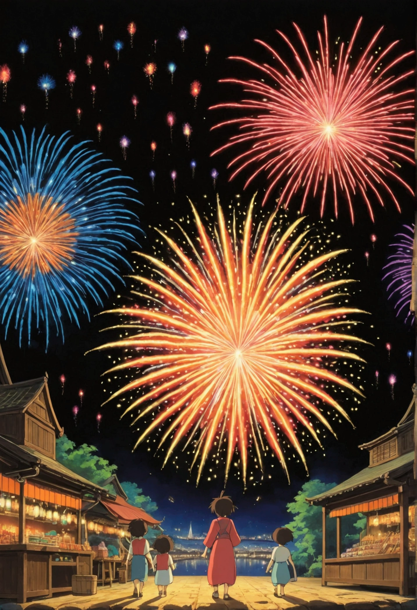 Ghibli　　summer　　night　festival　market　lanthanum　prosper　firework