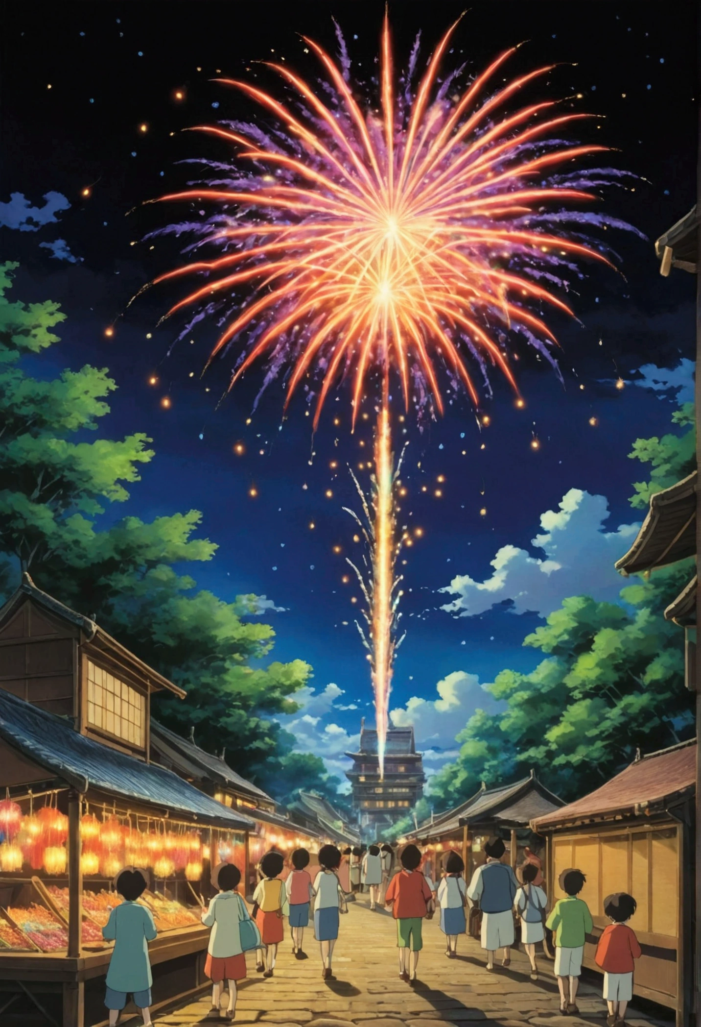Ghibli　　summer　　night　festival　market　lanthanum　prosper　firework