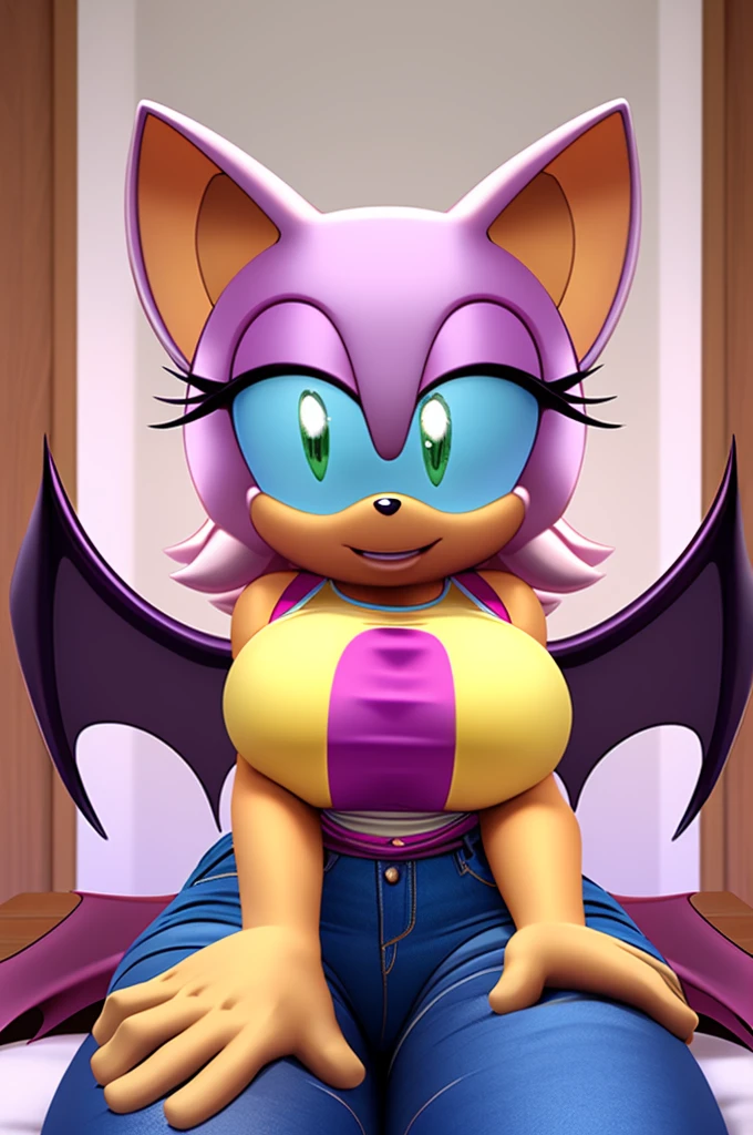 Rouge the bat, nude, huge breasts, plump, nude, pussy, a male human with erected penis, pussy insertion, sloshing breasts, first person view, moaning, from female's behind, bitt, grabbing butt