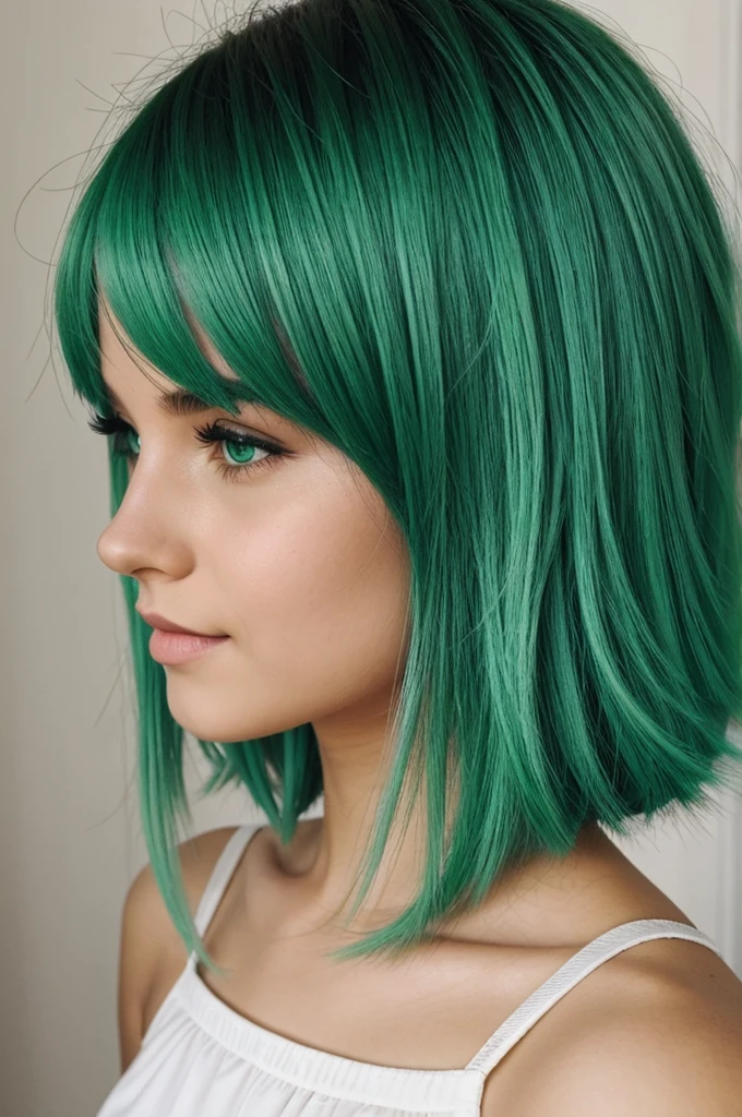 A girl with light green hair