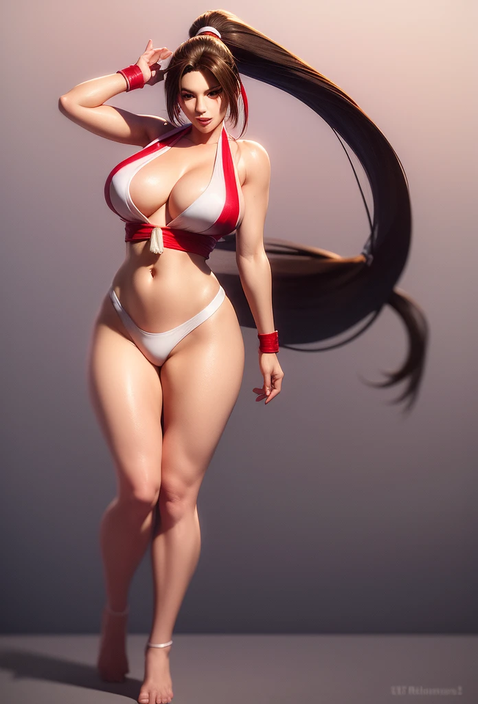 Masterpiece,Solo,One Girls,Mai Shiranui,(King Of Fighters),Big Breasts,Pussy,Perfect Body,Sexy Body Hot,Ultra High Quality,Ultra High Resolution,Photograph 8K,Long Hair Ponytails,Ultra Detailed,Beautiful,Beautiful Girls,Nude Ver,Beach Background