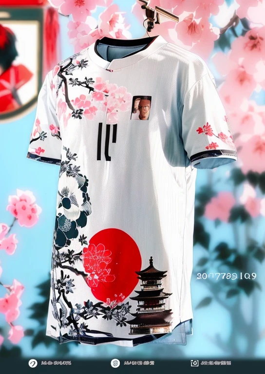 a close-up of a shirt with a photo of a man, Japanese style,  Inspired by Watanabe Shotei, 