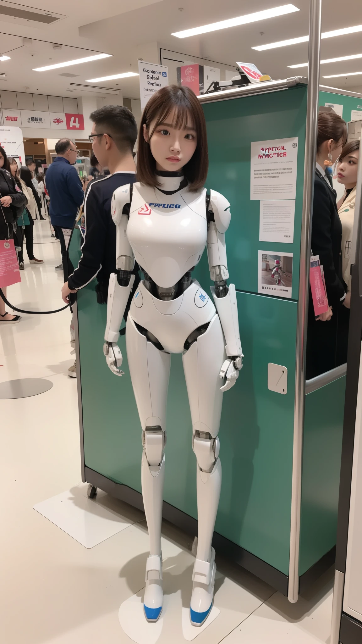 one robot woman, hyperdetailed face, Super well-formed face, armored robot, Police, robot, perfect-female-robot, perfect-mechanical-body