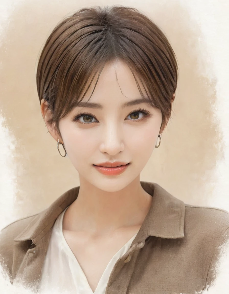 Detailed, realistic, beautiful woman with short hair