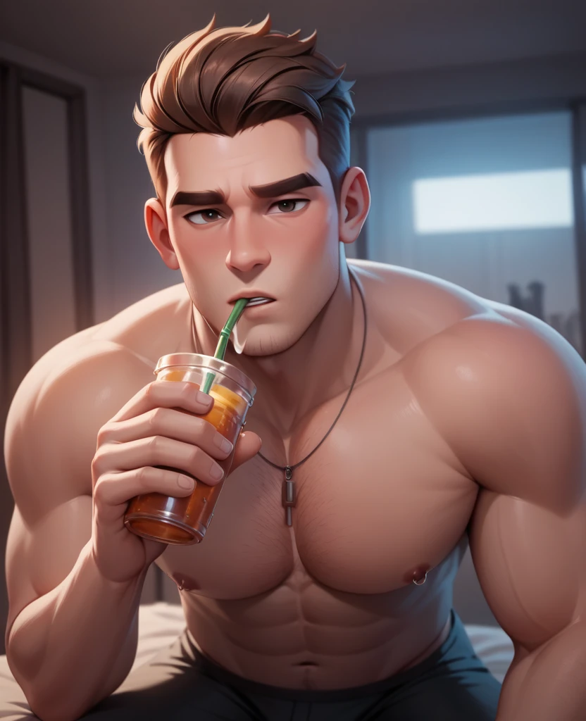 A hot man,drinking cum of other guy,gay,3d art style,cinematic scene,best quality,8k