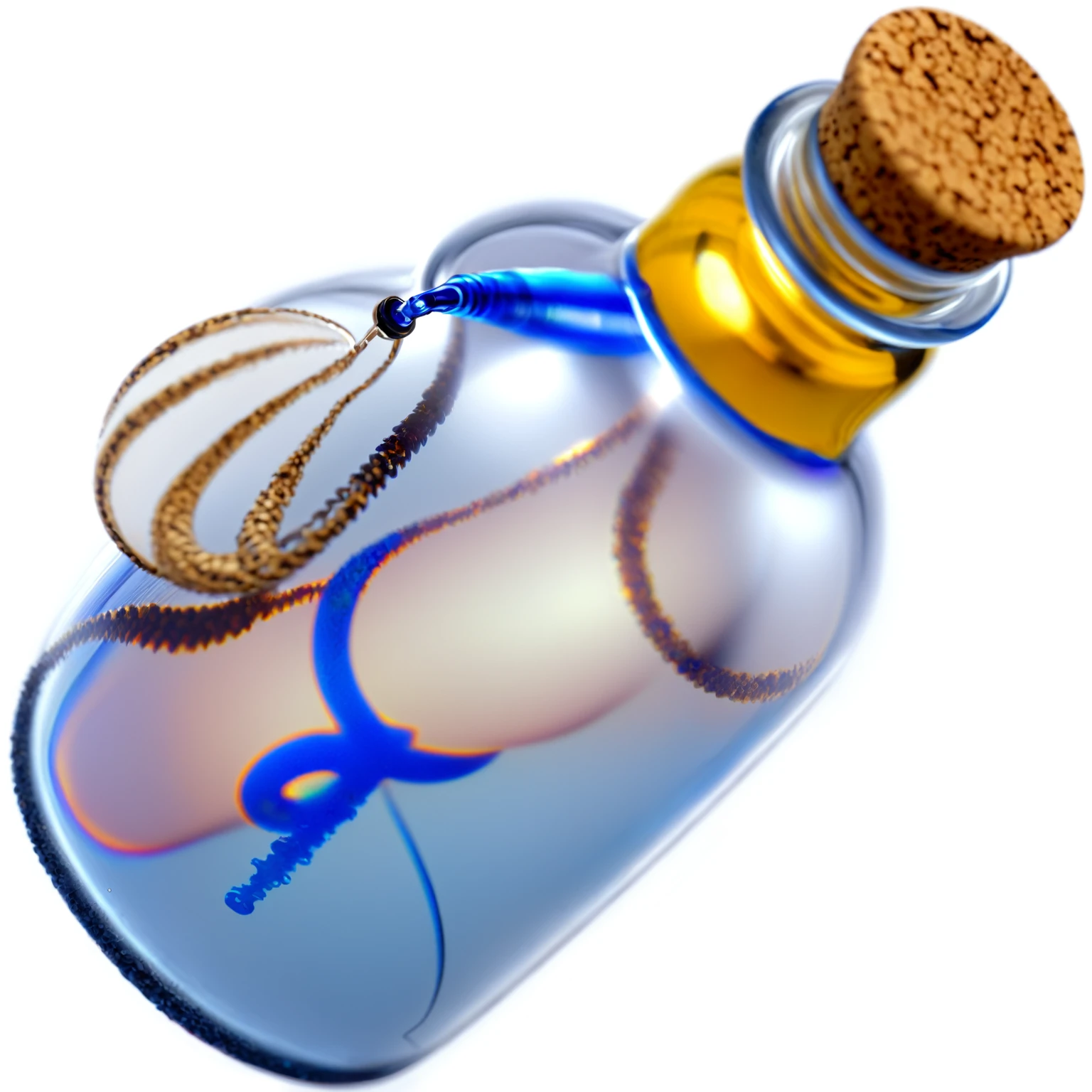 a close up of a bottle with a cork and a corkscrew, A bottle of health potion, bottle, Digital Rendering, Rendering Art, medium close up shot, Shoot at medium and close range, potion of healing, Super detailed scp artifact jar, Screenshots, [ [ Surrealism ] ], Close-up photos, medium close up shot, computer generated, Screen capture, Artist interpretation