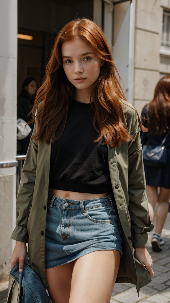 Jeune fille rousse en sous vetements