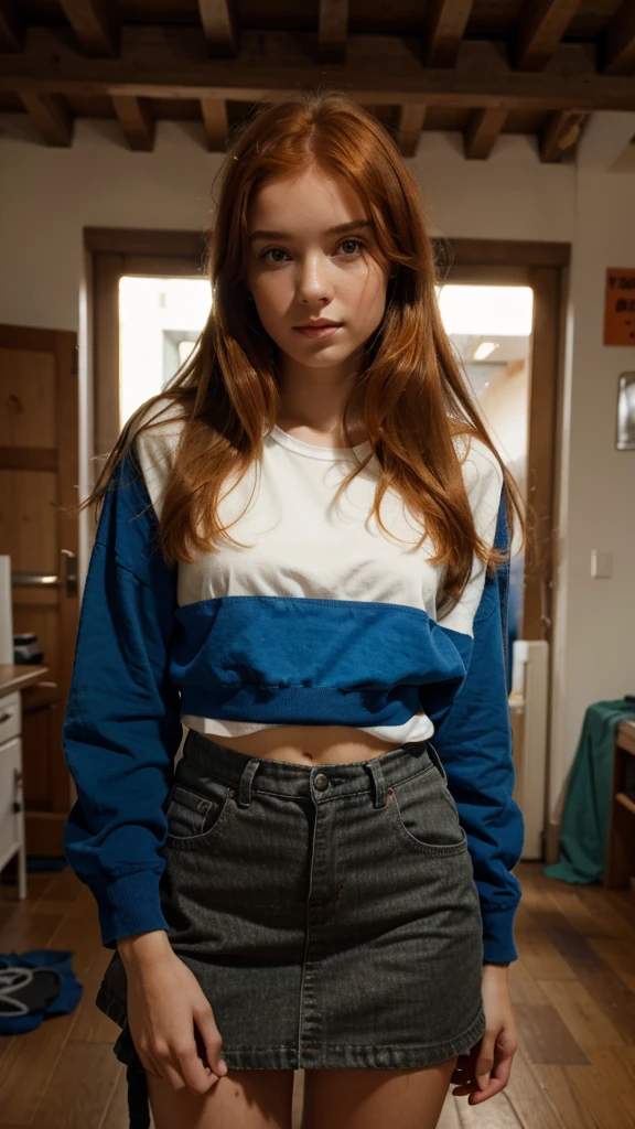 Jeune fille rousse en sous vetements