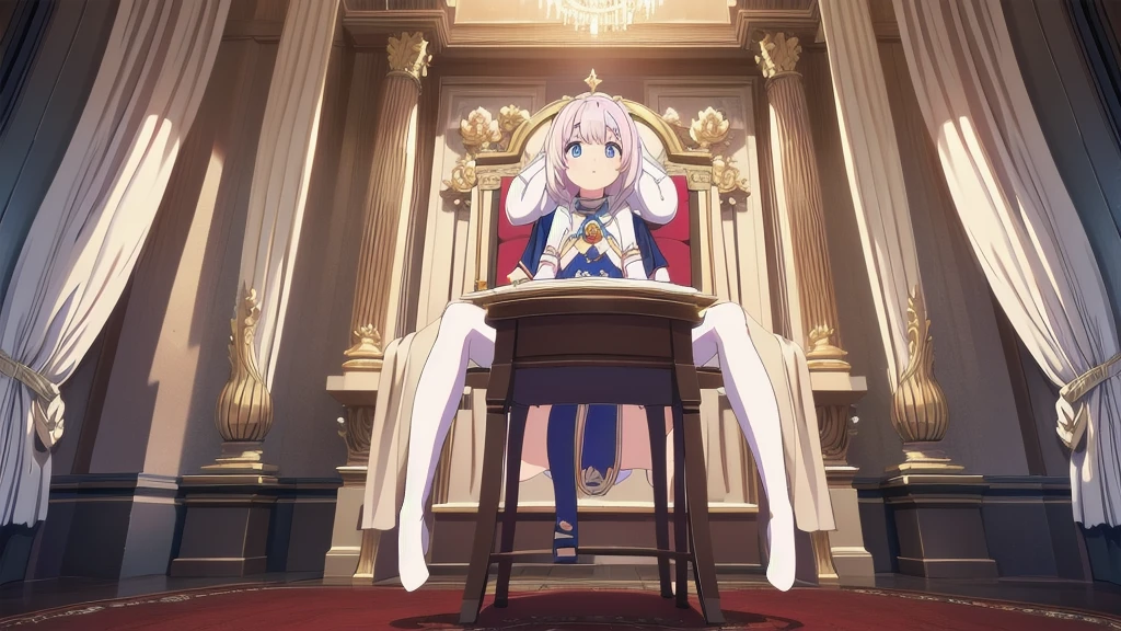 masterpiece,(high quality depth map:1.1), Best Quality, ultra detailed,unity wallpaper 8k,crunchy,(change:1.2),(pretty eyes), ((kawaii)), Beautiful, (beautiful),,,phonograph,, (ultra detailed), (The best illustrations), (best shadows),perfect lighting,vivd color,
,high priestess,inglete,beautiful white dress,Goddess,royal room,chair,white thigh high boots ,sexually suggestive,beautiful panties,arms in armrest,revealing outfit,open legs,