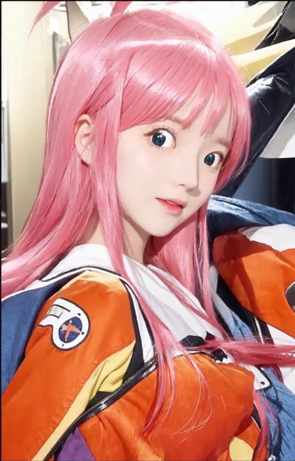 ((Masterpiece)), (best quality), (very detailed), ((very detailed)), 4k, (8k), a close up of a person with a pink hair and a red shirt, a digital rendering inspired by Hiromu Arakawa, featured on pixiv, neogeo, gainax anime style, macross franchise, gainax, zero two, kinmoza!, :14 flcl + akira, macross, studio gainax, misato katsuragi