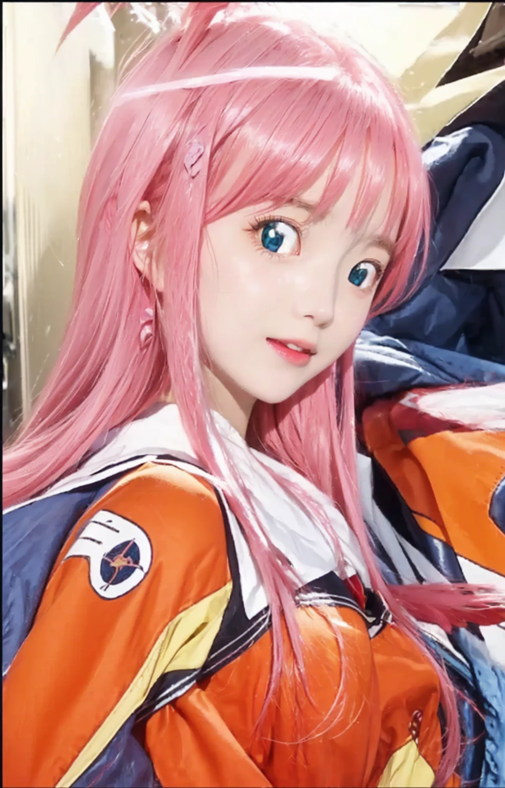 ((Masterpiece)), (best quality), (very detailed), ((very detailed)), 4k, (8k), a close up of a person with a pink hair and a red shirt, a digital rendering inspired by Hiromu Arakawa, featured on pixiv, neogeo, gainax anime style, macross franchise, gainax, zero two, kinmoza!, :14 flcl + akira, macross, studio gainax, misato katsuragi
