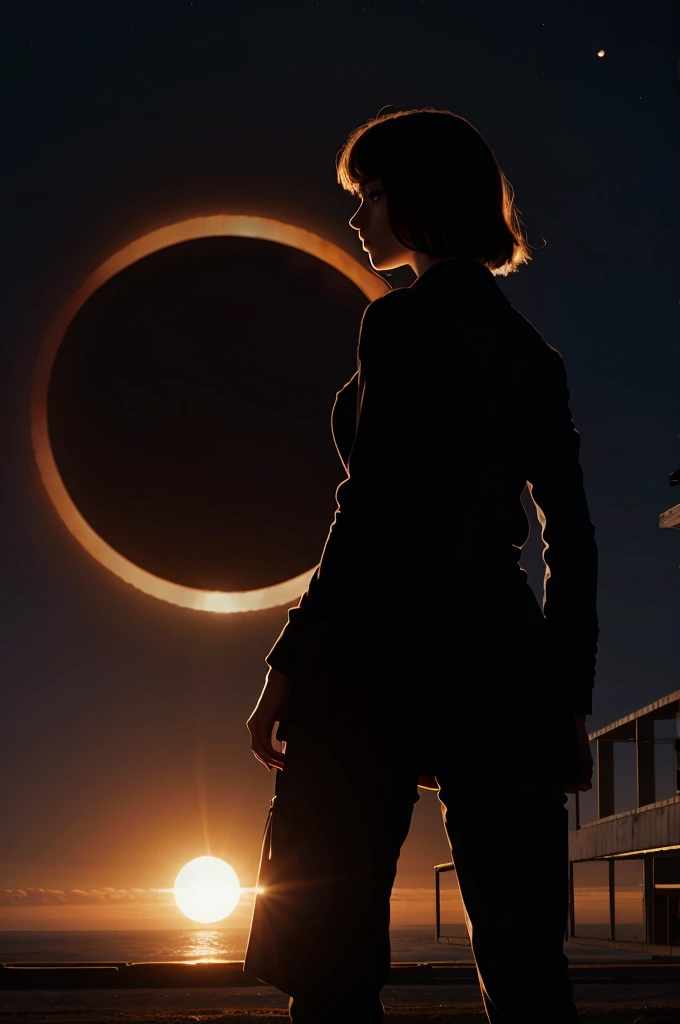 girl standing in front of an Eclipse
