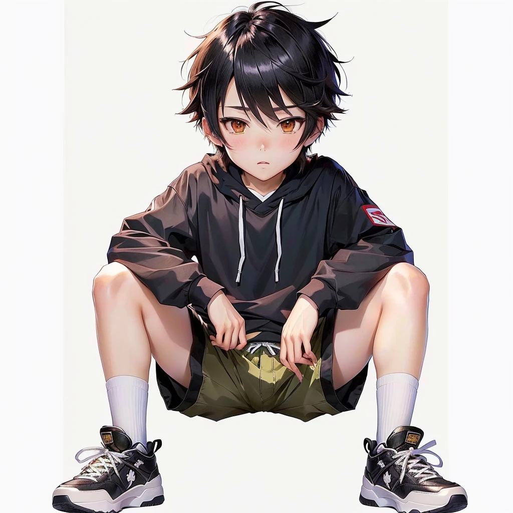 anime boy sitting on the ground with his legs crossed, anime boy, anime moe artstyle, full body portrait of a short!, kawacy, high quality anime artstyle, detailed anime character art, single character full body, official art, anime character, anime style character, 2 d anime style, anime character art, anime full body illustration, young anime man, no shorts, just wearing black underwear, shota
