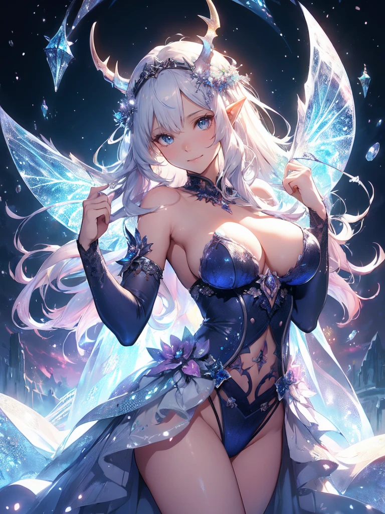 最high quality、1 woman elf、Succubus、(( cowboy shot ))((underwear))'((low angle1.5 ))、beautiful瞳、tears、Raise your arms、Raise your arms behind your head、beautiful装飾、brassiere、panty、Ice tiara、、A world made of ice、最high quality , fractal art.Ice Throne、ice World、bikini、beautiful胸、Large Breasts　((Laugh beautifully、))((Glowing ice　))SMqueen、beautiful顔、Orgasm、Ecstasy、全身beautiful装飾のストッキング、Devil's World、Ice crystals、Crystal of snow、Ice wall、ice World、Bigger on the front、 beautiful輝き,High-definition depiction, Realistic, 8k, Unity, beautiful太もも,,Giant Devil's Wings、虹colorに輝く翼、、 light smile, Beautifully and vividly drawn, , beautiful beautiful透き通る肌、輝くbeautiful装飾の魔法、Giant horns、  demon king、、beautiful装飾の角、 , beautiful、 Romanticism,mosquito。 混沌の最もbeautiful形, Mr..々color, Intertwined flowers, P article,Magical gentle light,smile,,image quality、masterpiece、beautiful顔、Super beautiful elf woman((Big breasted 22 year old office lady、Bust 120,Beautiful long ironed hair、Silver Hair、height: 165cm。、Esbian、、high quality、、Visual Arts、最high quality、1 woman elf NP: Worst quality ,beautiful fractal art　、frozen、、light、Beautiful radiance,High-definition depiction, Realistic, 8k, Unity, , light smile, Beautifully and vividly drawn, , Beautiful, beautiful, clear skin、 Countless rays of light pouring down, Swirling Light, big background, , Intense light is emitted from the magic circle in front of the girl. Romanticism,Cowboy Shot:  最high quality　　