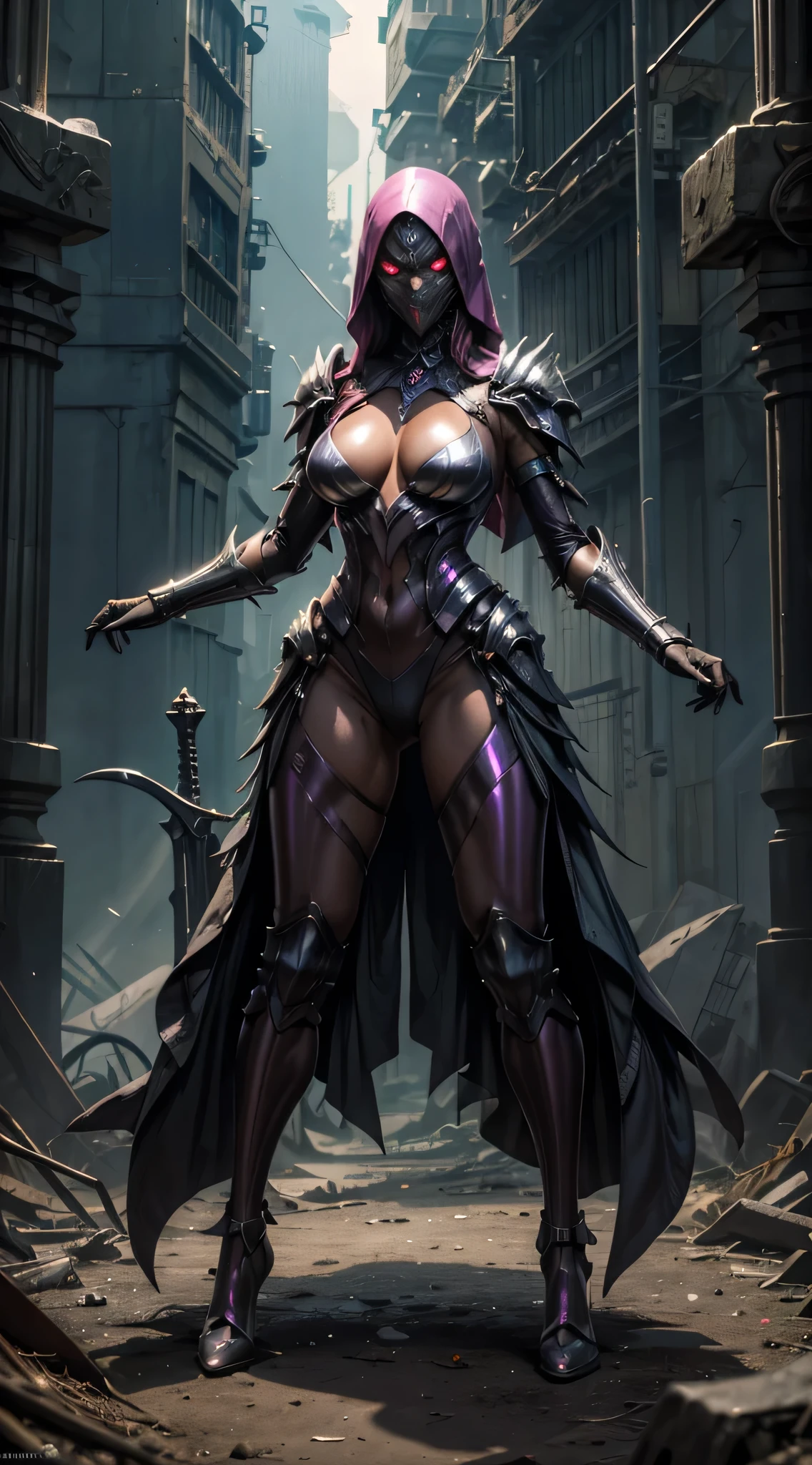 Full body like，（extremelydetailed8Kwallpaper），The terrifying necromancer in the shot，Ominous Shadows，Green smog，iintricate，high detal，dramatics，Full body like，camel-toe，Hollow-out on，sweat leggs，， Smooth pink skin, shiny metallic glossy skin, Shiny, spread their legs，angry look， all over body，Full body like，