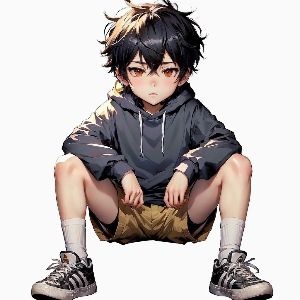 anime boy sitting on the ground with his legs crossed, anime boy, anime moe art style, full body portrait of a short!, kawacy, high quality anime artstyle, detailed anime character art, single character full body, official art, anime character, anime style character, 2 d anime style, anime character art, anime full body illustration, young anime man, no shorts, just wearing black underwear, shota