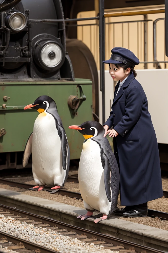 Riding astride a locomotive、Penguin parent and 