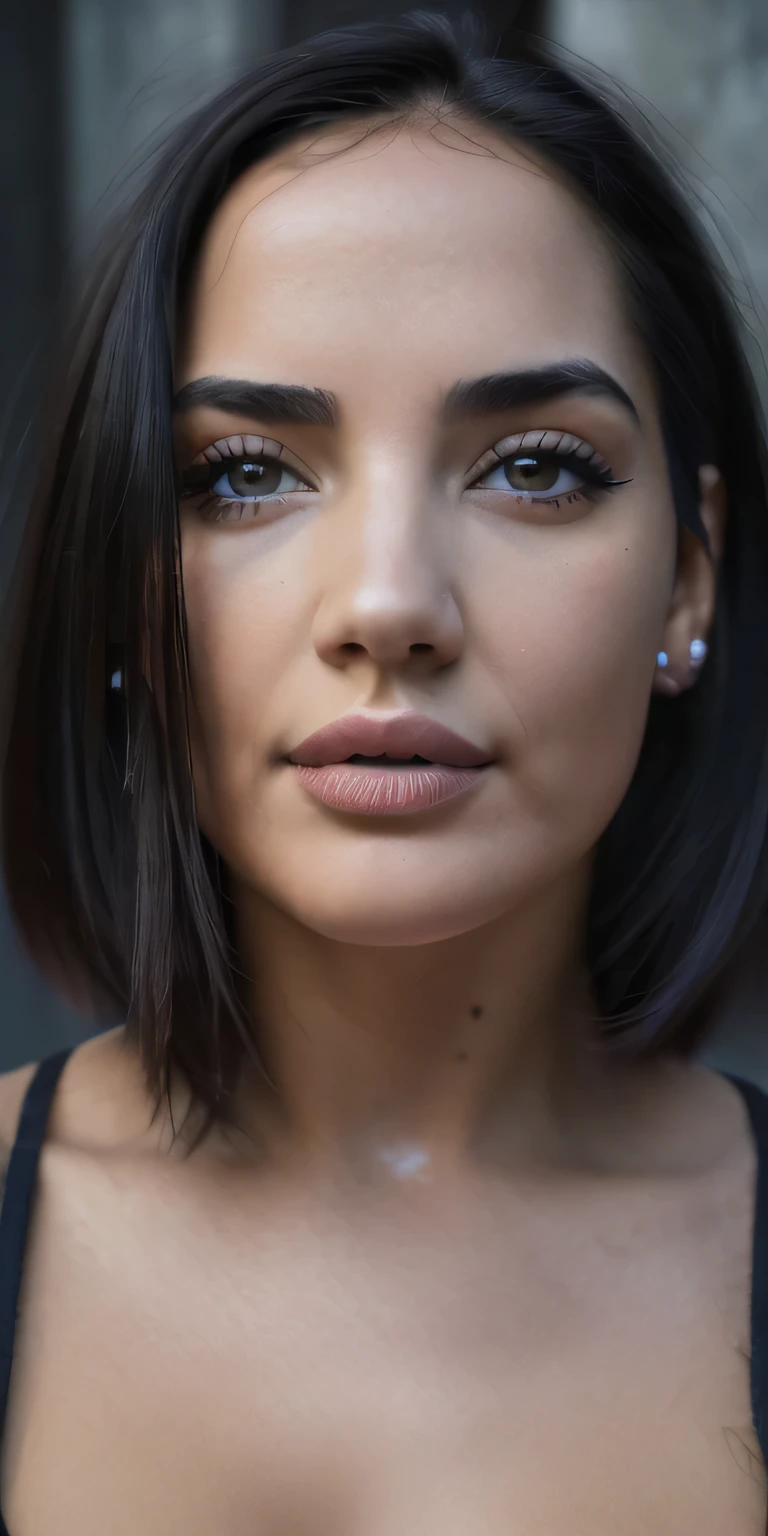 beautiful lady,(ana de amas) juicy pink lips, silver eyes, black hair,, hyperdetailed photography, soft light, head and breast portrait, cover,, best quality, (detailed beautiful face, detail skin texture, ultra-detailed body:1.1), ((perfect snoopy breast)), closeup portrait, (snoopy breast, naked) , dark graveyard, moonlight,dark atmosphere, highly detailed skin texture, extreme details,