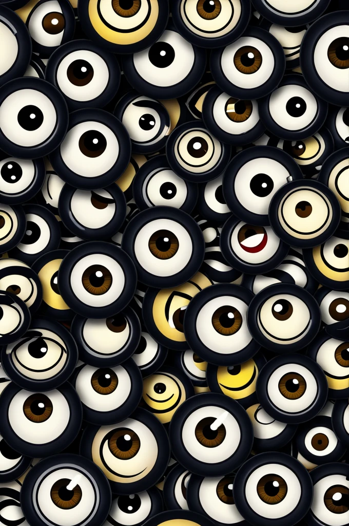 A wall of happy animated eyes , wallpaper