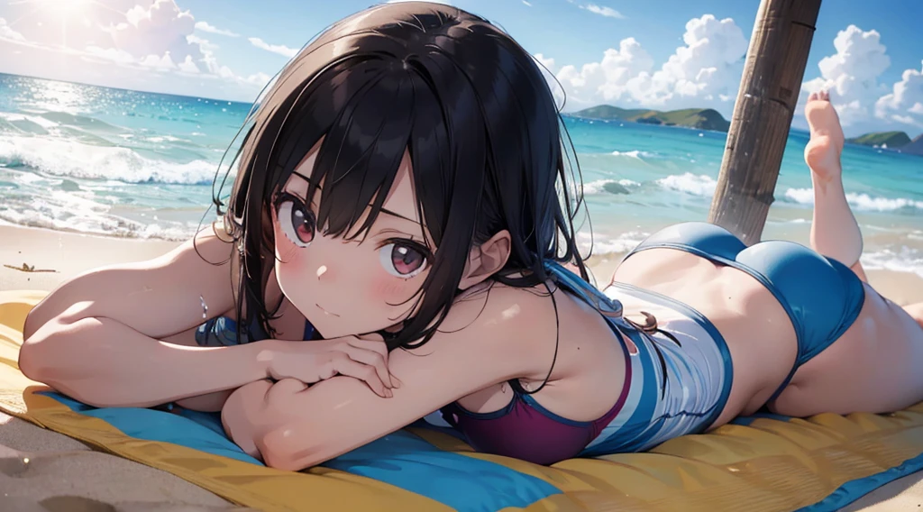 summer vacation, sandy beach, beach, girl in swimsuit, sun, strong sunshine, walking, waiting for love, sad love, pale love, memories,