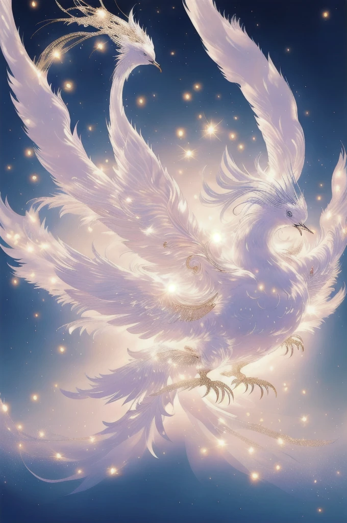 White Suzaku、White Bird、White phoenix、Large wings、Bright light、There is a lot of light overall、大きいWhite Bird、Beautiful feathers、Flying Upwards、god々Shii、solo, Sparkle Effect, Daytime、sun、One animal、Yellow Background、Gold Background、優Shii光、眩Shii、delicate、White background、Bright colors、