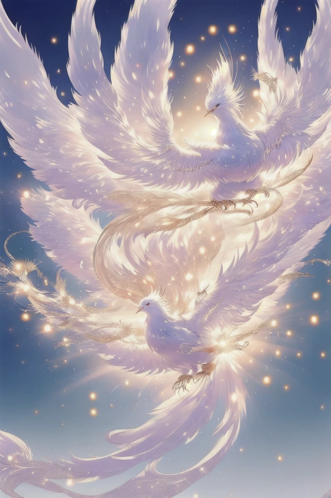 White Suzaku、White Bird、White phoenix、Large wings、Bright light、There is a lot of light overall、大きいWhite Bird、Beautiful feathers、Flying Upwards、god々Shii、solo, Sparkle Effect, Daytime、sun、One animal、Yellow Background、Gold Background、優Shii光、眩Shii、delicate、White background、Bright colors、