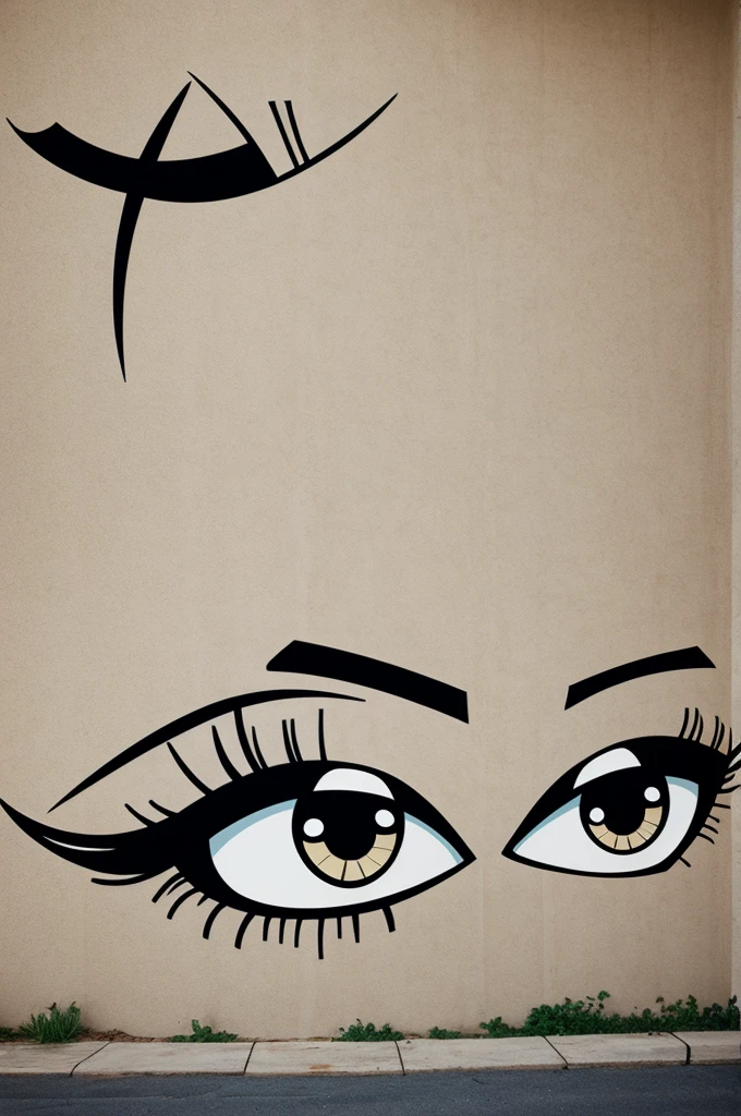 Cartoon eyes on a wall , fun spacing