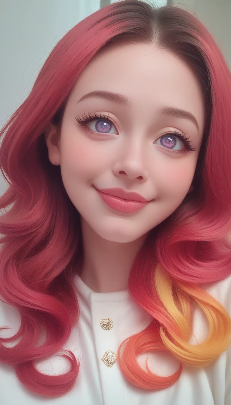 score_9_up, score_8_up, score_7_up, score_6_up,masterpiece, best quality, masterpiece, God-like quality, Godly Art, The face is rich in detail, Highly realistic, Lovely, Young Girls, Smile, big eyes, Long eyelashes, Colorful hair, Colorful eyes, Glowing skin, Full lips, thick lips, Glowing skin, blush, Magnificent views