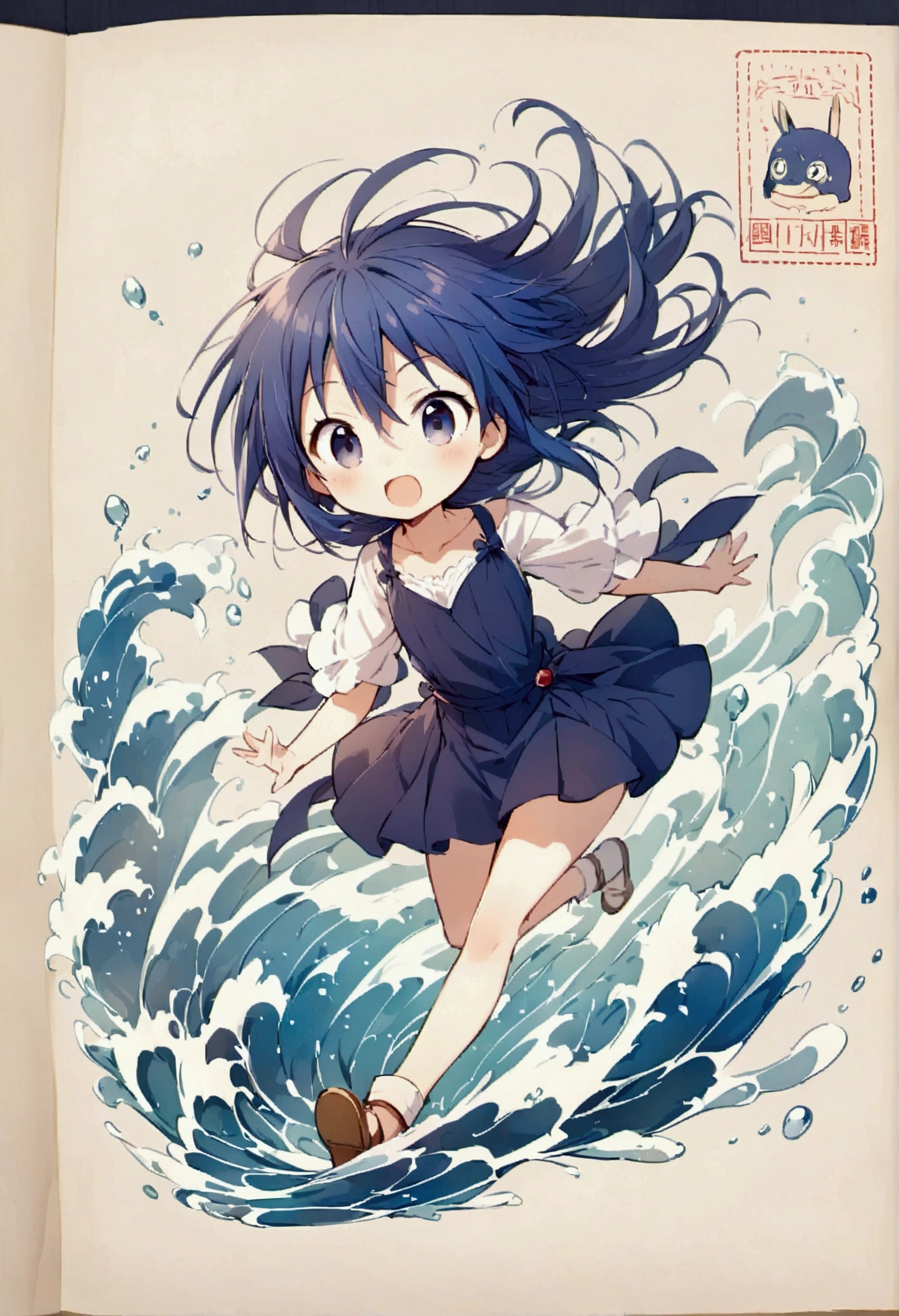 Medaka,Loose Wind,cute,Background water,Line stamp,not human
