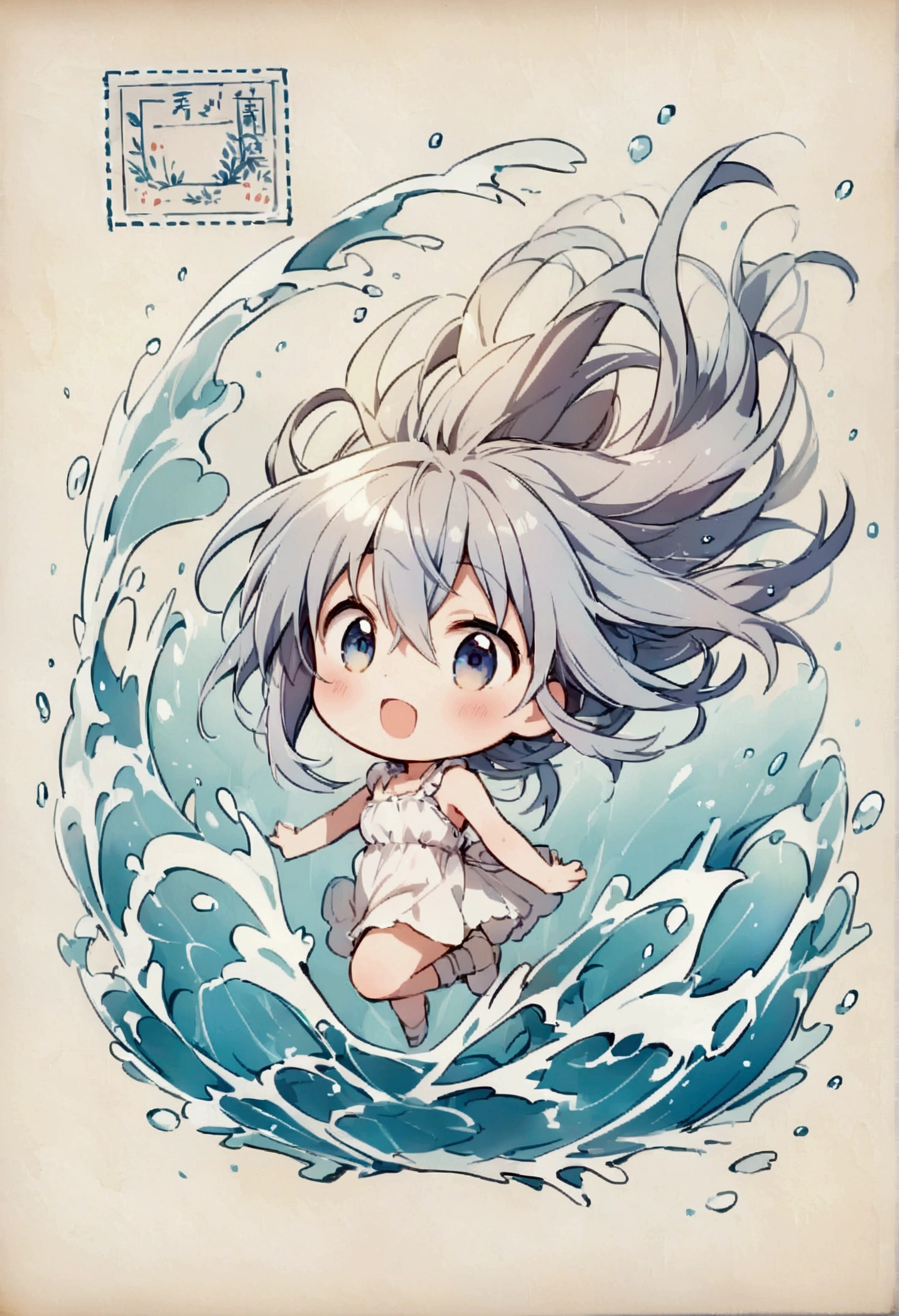 Medaka,Loose Wind,cute,Background water,Line stamp,not human