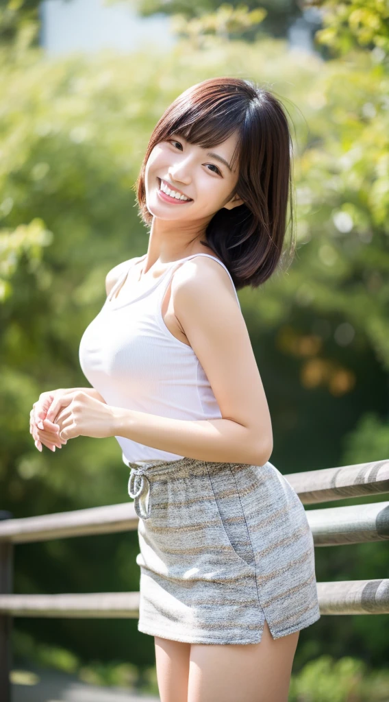 A Japanese milf, photo of one girl, Slender figure, Realistic teeth, double eyelids, smile, full-body, masterpiece, best quality, detailed, beauty, sport