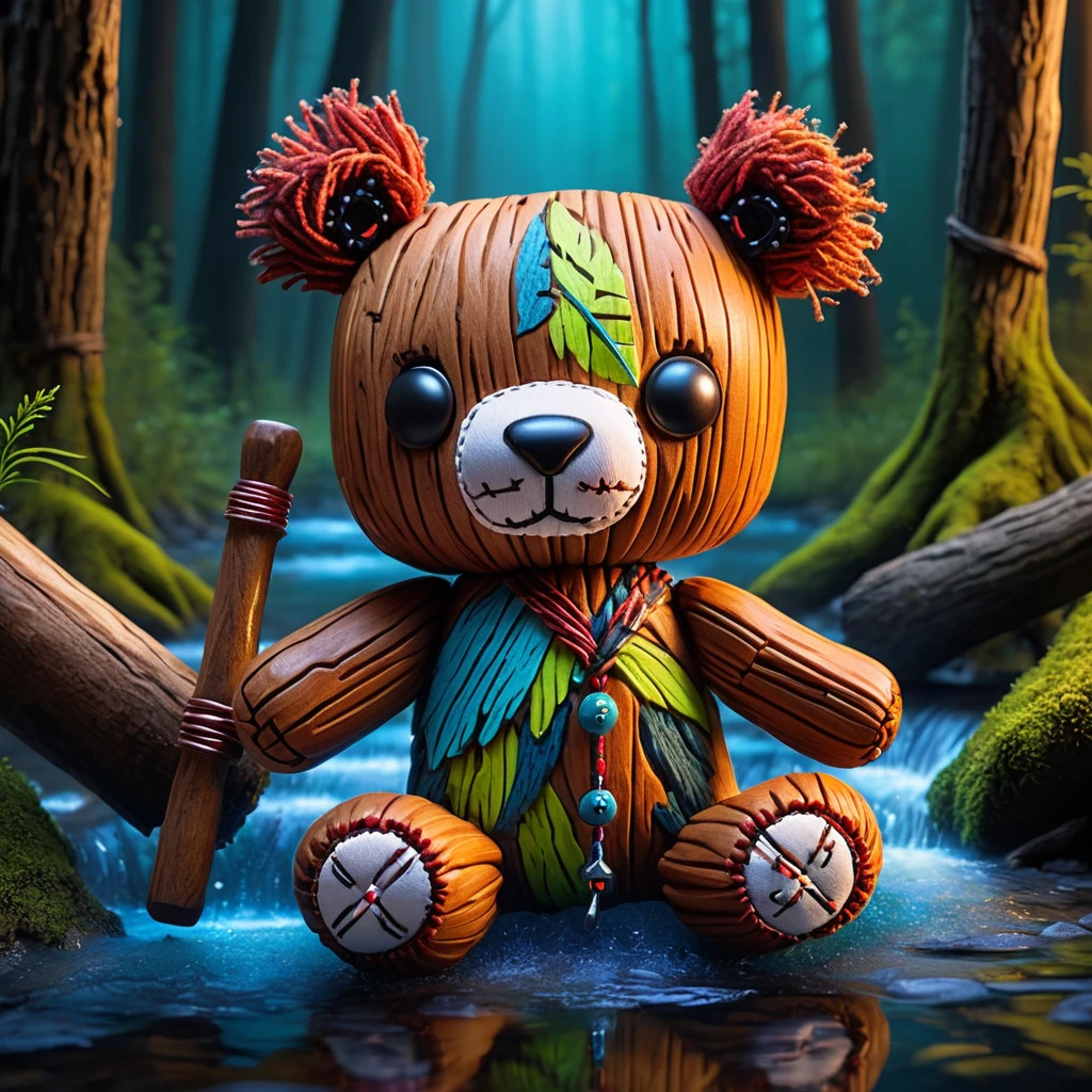 (knitted toy voodoo doll:1.8), (Voodoo Beaver Building Dam:1.3), (Clothing: casual outfit with magical wood patterns:1.0), (Accessories: enchanted logs, glowing hammer, mystical blueprint:1.2), (background: forest stream with floating, glowing water and soft splashing:1.2), best quality, masterpiece, detailed soft oil painting, detailed background, dramatic cinematic lighting, soft edge lighting, professional, dramatic lighting, hard edge lighting, ultra quality, 4k, masterpiece, best quality, 8k, ultra high definition, high resolution, extremely detailed