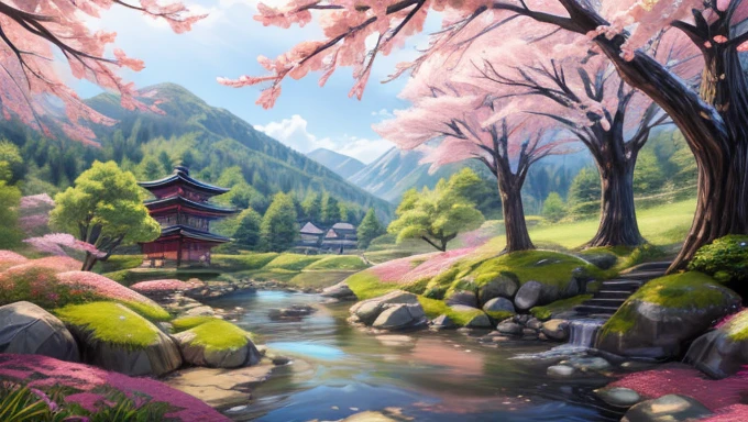 Beautiful Japanese landscape, High Definition, beautiful japanese kitsune, finely detailed, cunning bitch, fox face elongated snout add_detail,in the spring hanami add_detail:1 mistycal aura, 