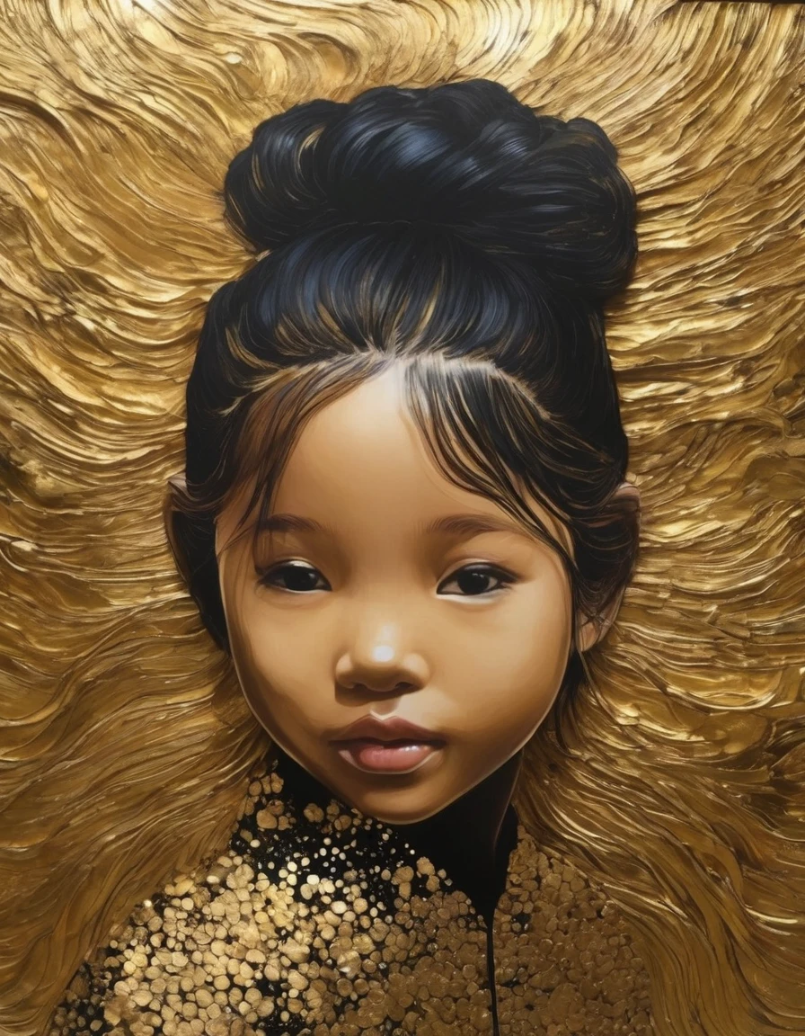 Gold Leaf Art/gold leaf art,girl,in style of Barbara Takenaga