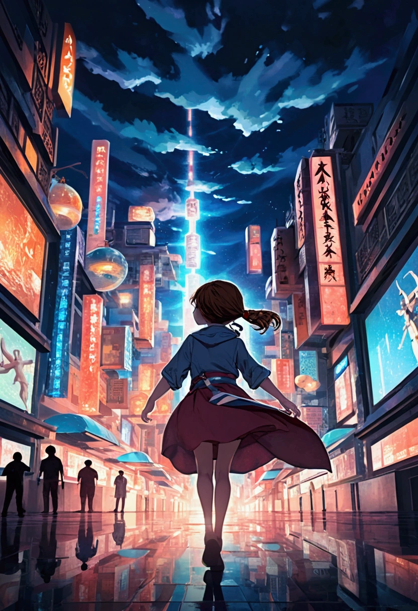 Heavy rain, metropolitan city, aqua blue color theme