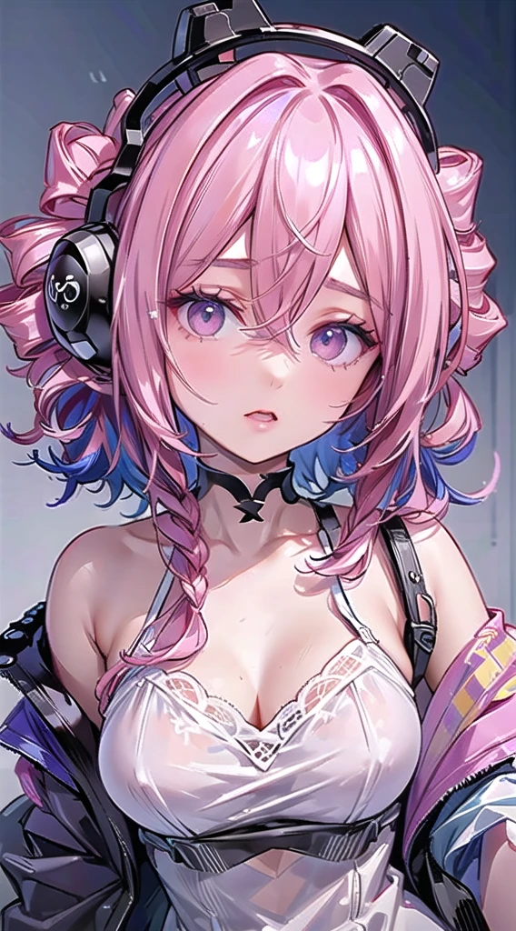 masterpiece, best quality,glossy skin, delicate eyes, delicate face, realistic eyes, realistic face,pink hairs