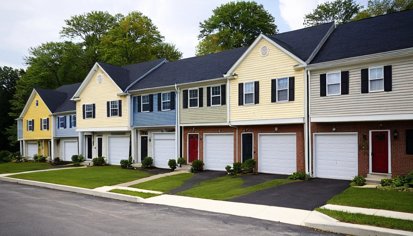 small town, condominium style houses, day