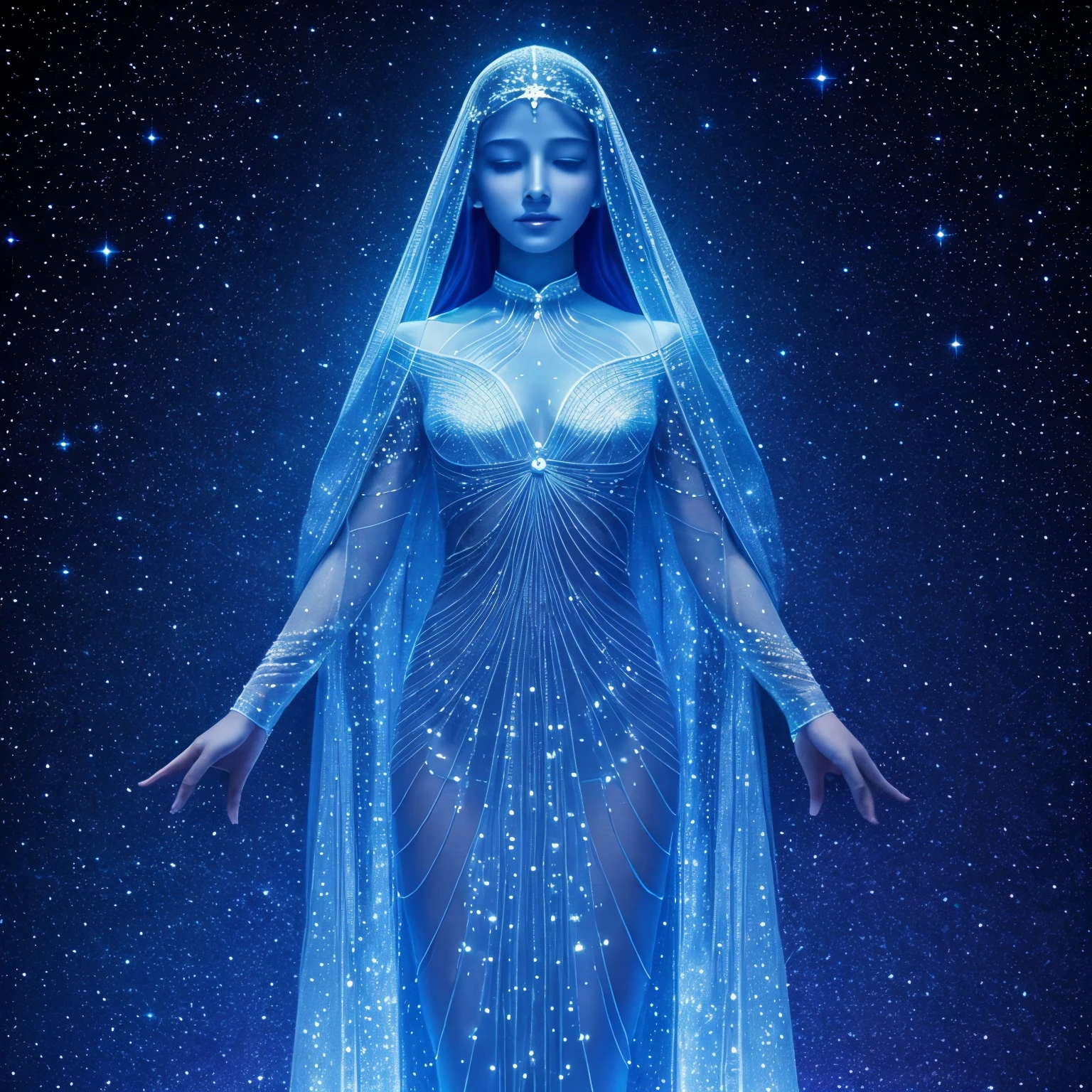 an astral Woman woven of transparent starlight.