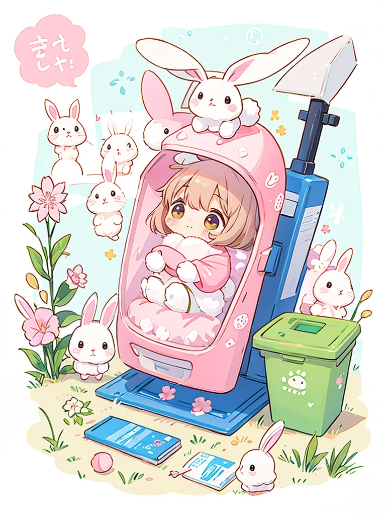 Momoko Sakura Style、Kawaii Design, unmanned、(((Cute Rabbit))), 