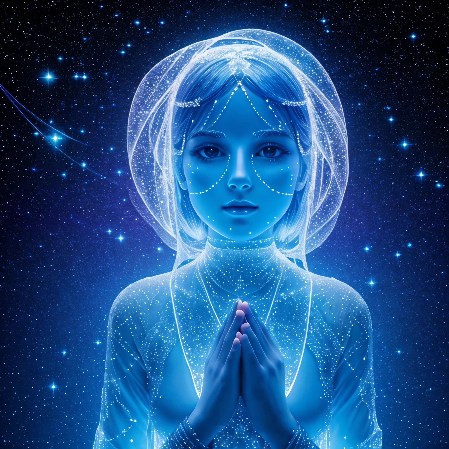 an astral Woman woven of transparent starlight.