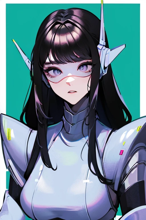 empty eyes,robotized woman ,big bust,Robot Joint ,Metal skin