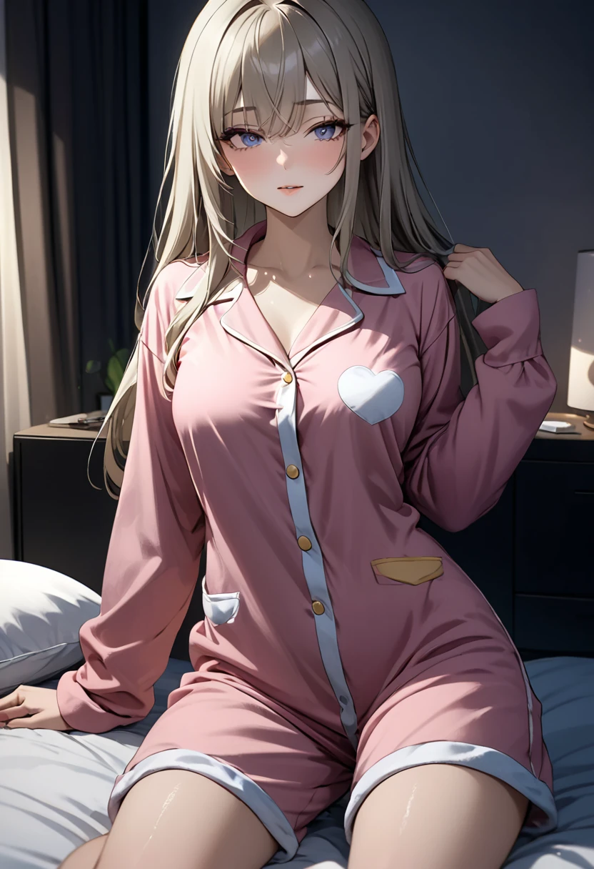 Sexy in pajamas ready to sleep, very sensual, unique with an incredible look at her apartment