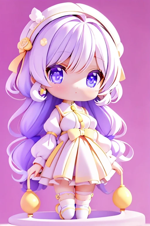 With a girl, 、amber, , Medium Pastel Yellow White White, Luxury Fabric, Dithering, Widespread,Viewer Lucky Violet、Well-balanced large eyes、So cute!
