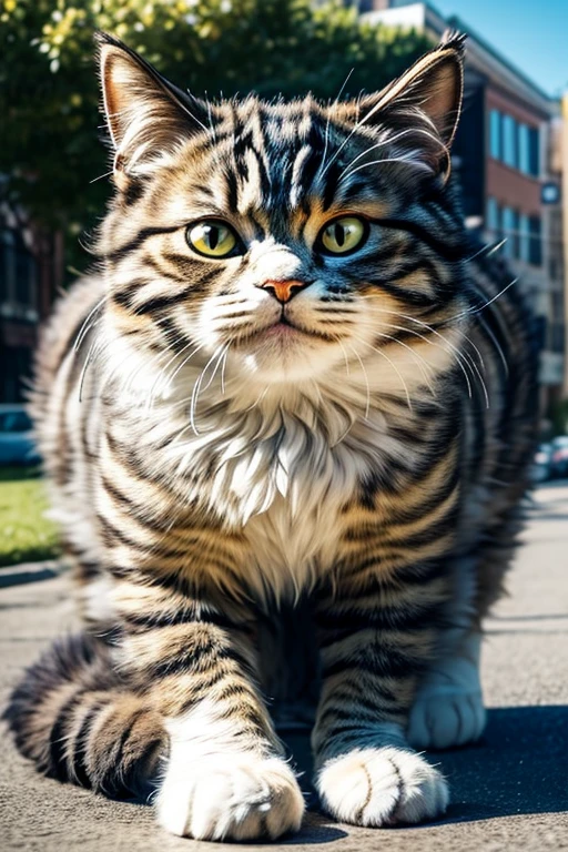 Giant Cat, Fluffy cat,Cute Cat, Bast
masterpiece,Highest quality,8k,High resolution,
Fantastic,cute,amazing,
Please draw a giant cat in a city. 