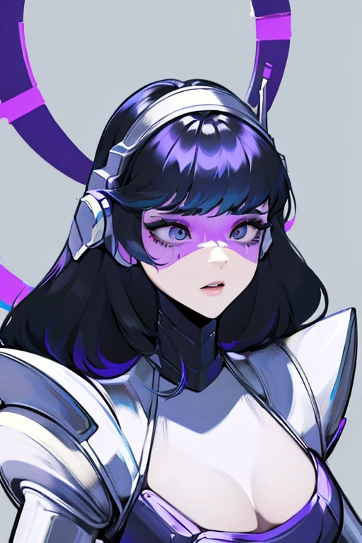 empty eyes,robotized woman ,big bust,Robot Joint ,Metal skin